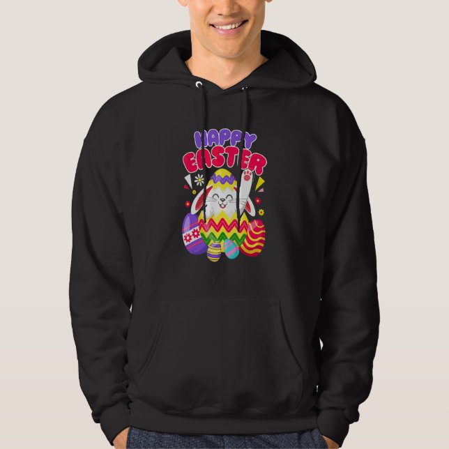 Happy Easter Day Eggs  Funny Easter Day Egg Huntin Hoodie (Front)