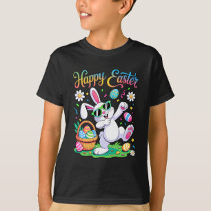 Happy Easter Day For Boys Girls Kids Dabbing Bunny T-Shirt