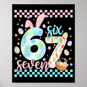 Happy easter day funny 67 six seven bunny eggs boy poster
