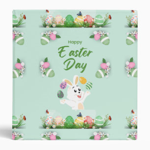 Happy Easter day- Funny Bunny And Eggs Easter      Binder