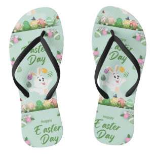 Happy Easter day- Funny Bunny And Eggs Easter      Flip Flops