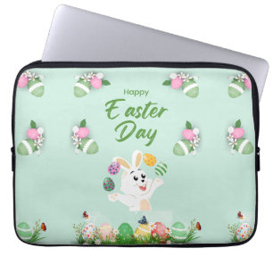 Happy Easter day- Funny Bunny And Eggs Easter      Laptop Sleeve