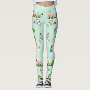 Happy Easter day- Funny Bunny And Eggs Easter Leggings
