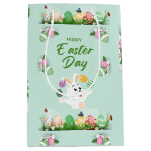 Happy Easter day- Funny Bunny And Eggs Easter      Medium Gift Bag