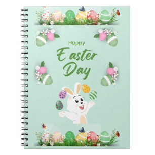 Happy Easter day- Funny Bunny And Eggs Easter Notebook