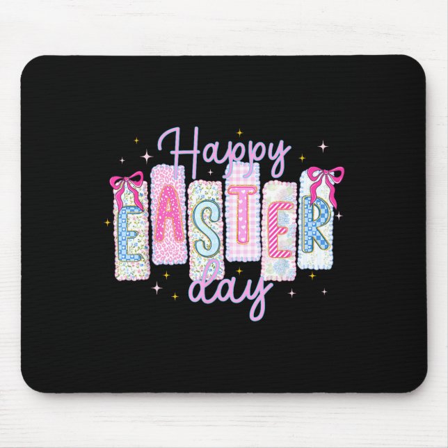 Happy Easter Day Funny Bunny Rabbit Lovers Eggs Co Mouse Pad (Front)