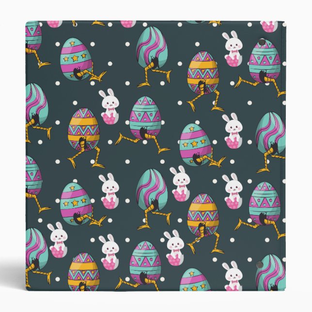 Happy Easter day- Funny Bunny Wishes Pattern       Binder (Back)