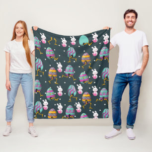 Happy Easter day- Funny Bunny Wishes Pattern Fleece Blanket