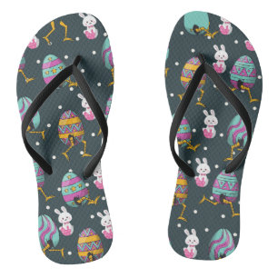 Happy Easter day- Funny Bunny Wishes Pattern       Flip Flops