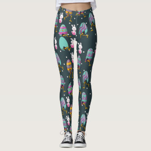 Happy Easter day- Funny Bunny Wishes Pattern Leggings