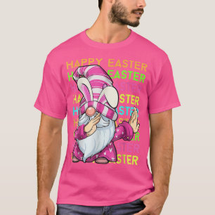 Happy Easter Day Funny Cute Dabbing Pink Gnome Fun T-Shirt