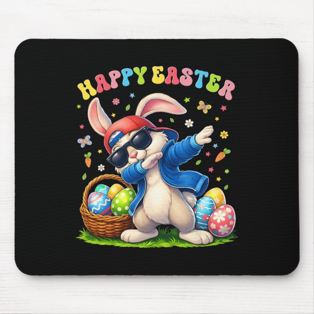 Happy Easter Day Funny Dabbing Rabbit Eggs Boy Gir Mouse Pad (Front)