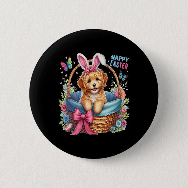 Happy Easter Day Golden Doodle Dog Lovers Easter B 2 Inch Round Button (Front)