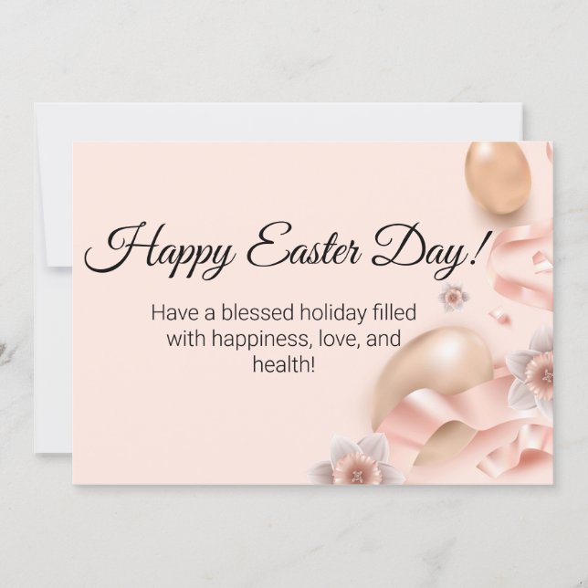 happy easter day golden eggs pink background card (Front)