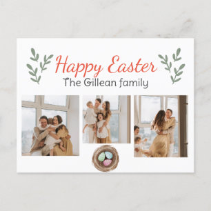 Happy easter day, happy easter to family 3 photo  holiday postcard