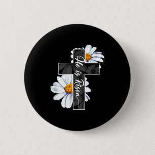 Happy easter day he is risen jesus christian cross 2 inch round button