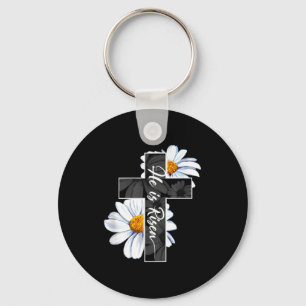 Happy easter day he is risen jesus christian cross keychain