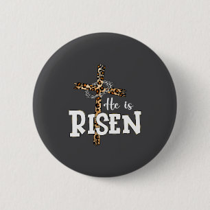 Happy Easter Day He Is Risen Jesus Leopard Christi 2 Inch Round Button