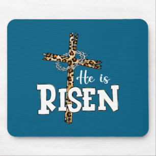 Happy Easter Day He Is Risen Jesus Leopard Christi Mouse Pad