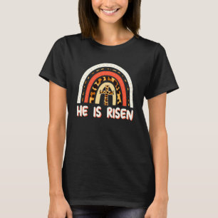 Happy Easter Day He Is Risen Leopard Rainbow Chris T-Shirt