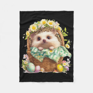 Happy Easter Day - Hedgehog Sitting Inside A Woven Fleece Blanket