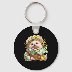 Happy Easter Day - Hedgehog Sitting Inside A Woven Keychain