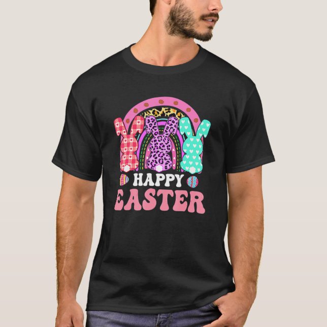Happy Easter Day Leopard Bunny Rabbit Palm Sunday  T-Shirt (Front)