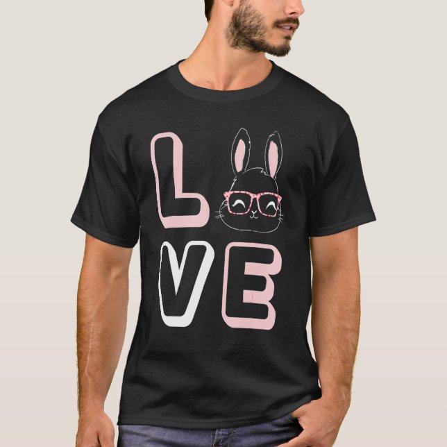 Happy Easter Day Love Bunny Face Wearing Glasses E T-Shirt