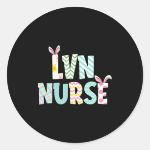 Happy Easter Day Lvn Nurse Cute Bunny Ears Easter Classic Round Sticker