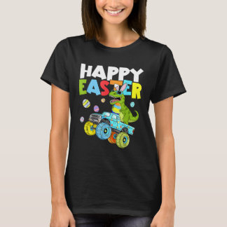 Happy Easter Day Monster Truck Boys Kids Dinosaur  T-Shirt