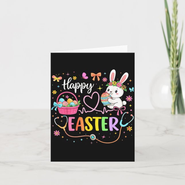 Happy Easter Day Nursing Bunny Ears Egg Nurse Card (Front)