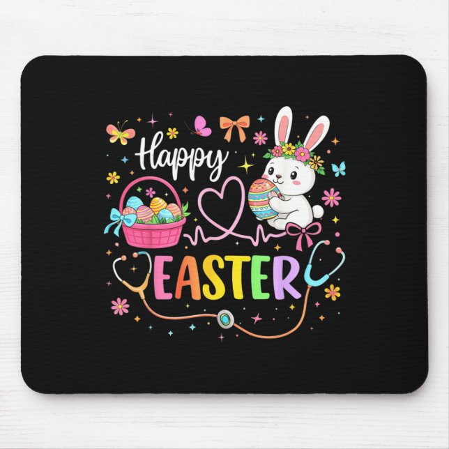 Happy Easter Day Nursing Bunny Ears Egg Nurse Mouse Pad (Front)