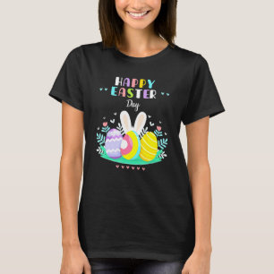 Happy Easter Day Pastel Spring Eggs Hunting Bunny T-Shirt