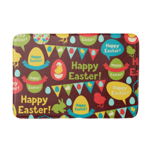 Happy Easter day- Pattern Bunny And Eggs Easter Bath Mat