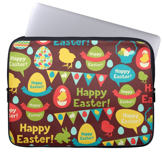 Happy Easter day- Pattern Bunny And Eggs Easter    Laptop Sleeve (Front)