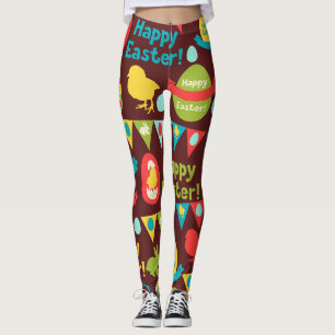 Happy Easter day- Pattern Bunny And Eggs Easter Leggings
