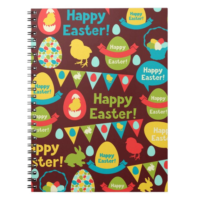 Happy Easter day- Pattern Bunny And Eggs Easter    Notebook (Front)