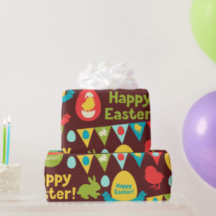 Happy Easter day- Pattern Bunny And Eggs Easter Wrapping Paper