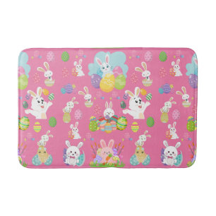 Happy Easter day- Pattern Funny Bunny And Eggs Bath Mat
