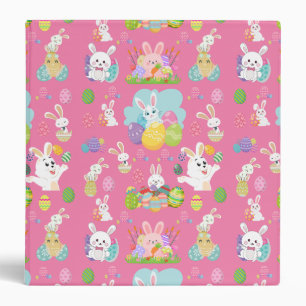 Happy Easter day- Pattern Funny Bunny And Eggs Binder