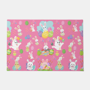 Happy Easter day- Pattern Funny Bunny And Eggs Doormat