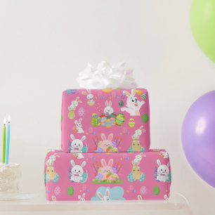 Happy Easter day- Pattern Funny Bunny And Eggs     Wrapping Paper