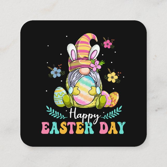 Happy Easter Day Square Business Card (Back)