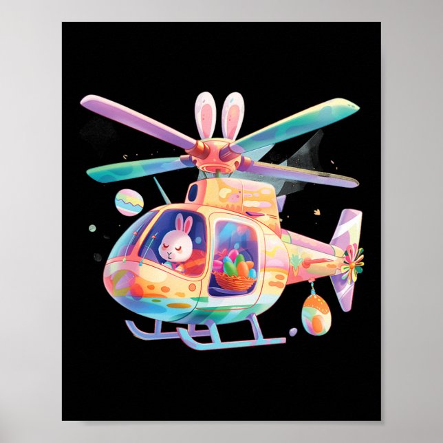 Happy Easter Day,themed Helicopter Designed In Pas Poster (Front)