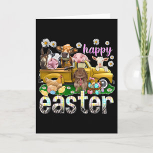 Happy Easter Day Vintage Truck With Farm Animals G Card