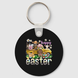 Happy Easter Day Vintage Truck With Farm Animals G Keychain
