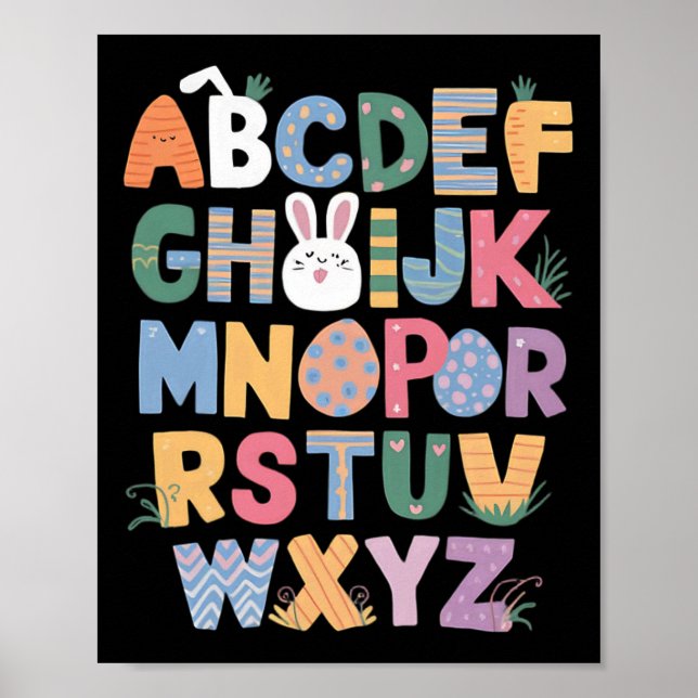 Happy Easter Day With Cute Bunny And Abcs For Stud Poster (Front)