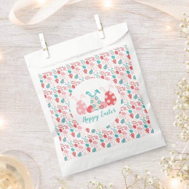 Happy Easter Decorated Eggs Bunny Ears Favour Bag (Clipped)