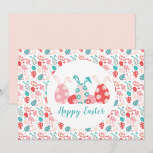 Happy Easter Decorated Eggs Bunny Ears Holiday Card