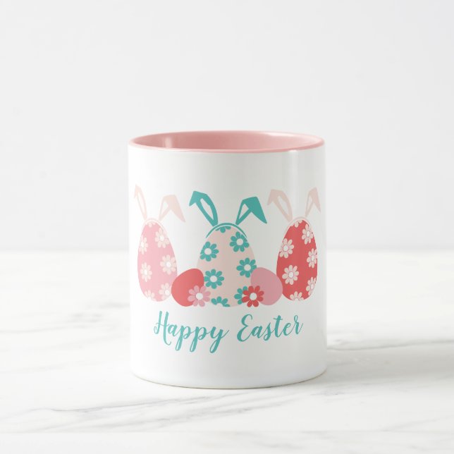 Happy Easter Decorated Eggs Bunny Ears Mug (Center)